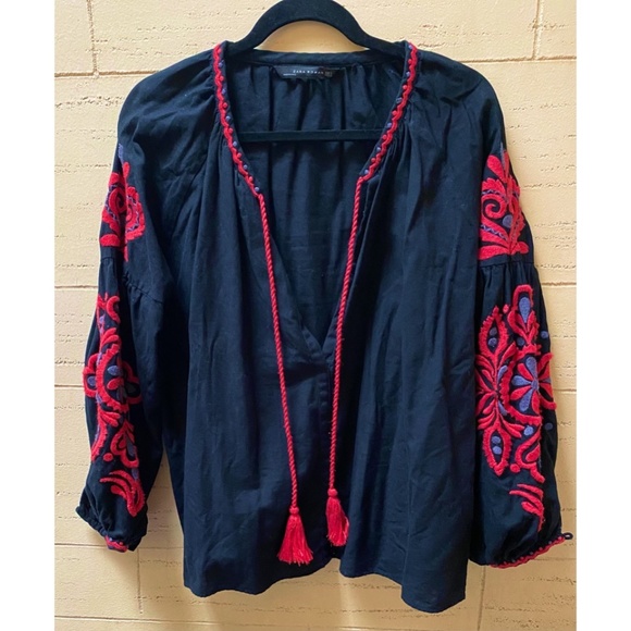 Zara Emroidered Peasant Top - Picture 5 of 5